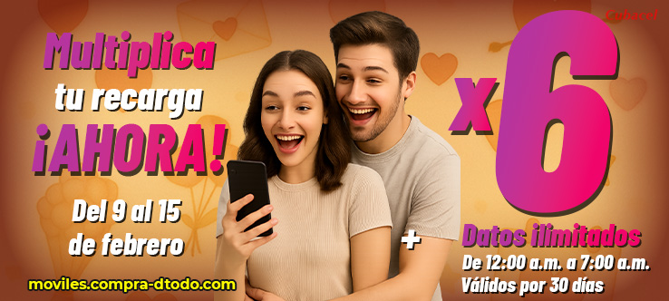 Multiplica x 6 + Datos ilimitados 30 días de 12- 7am